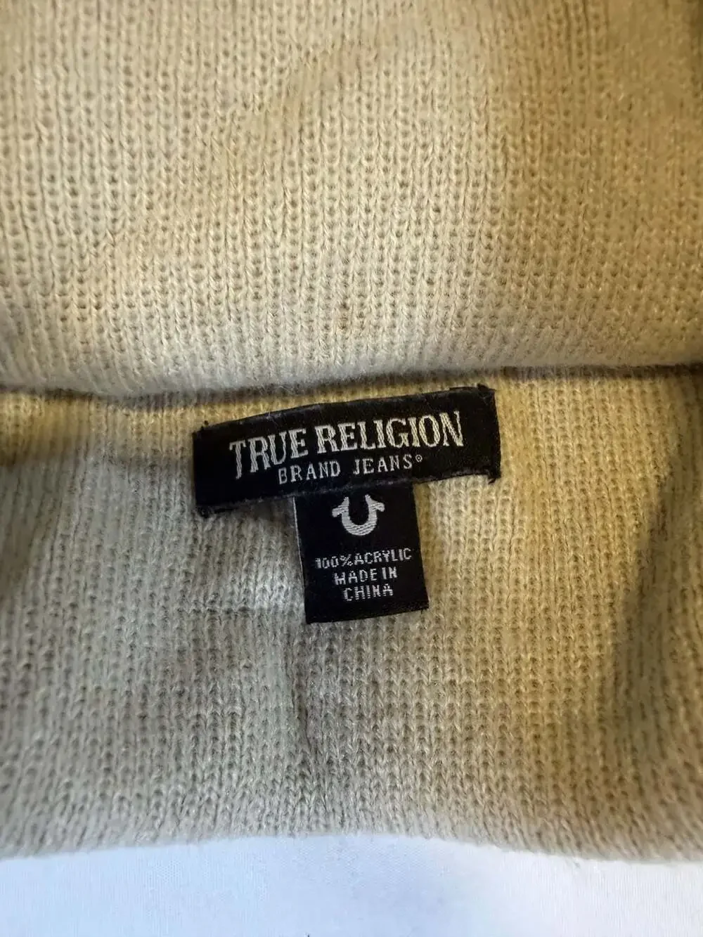 True Religion World Tour Logo Knit Beanie Hat